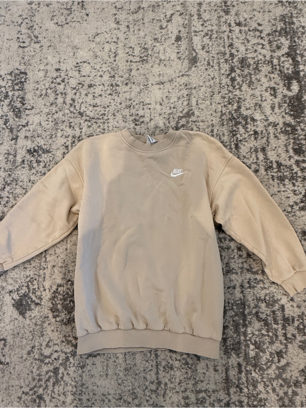 Nike Youth Tan Crewneck Sweatshirt with White Swoosh